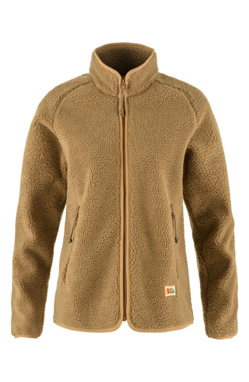 Fjall Raven Vardag Pile Fleece Zip Jacket In Brown
