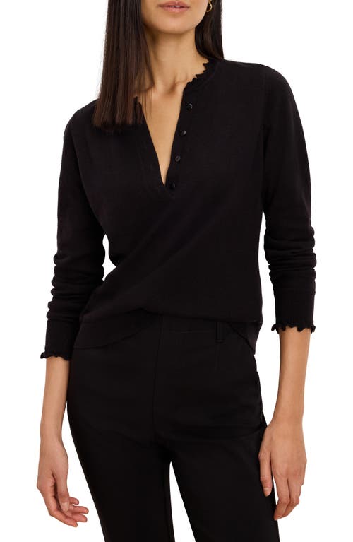 Nic + Zoe Nic+zoe Henley Ruffle Sweater In Black