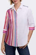 Foxcroft Charlie Colorful Mixed Stripe Button-Up Shirt
