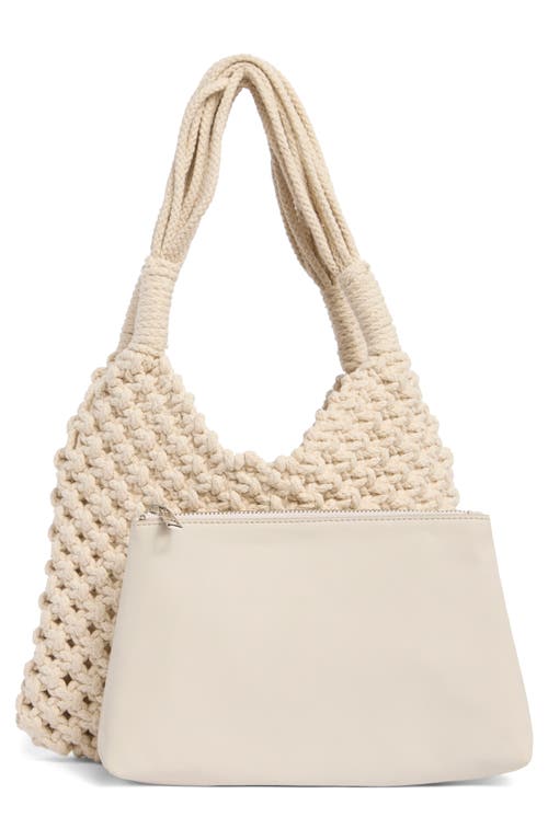 Bcbg Woven Shoulder Bag With Removable Pouch In Taupe