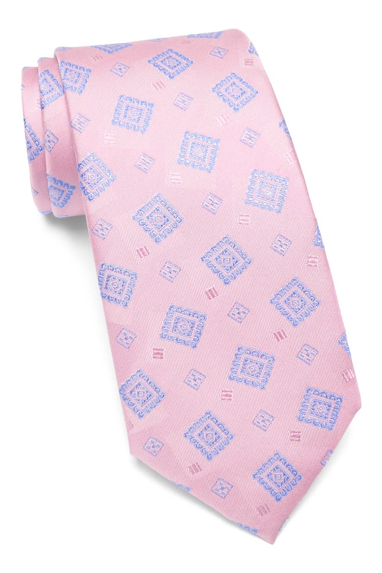 Medallion Jacquard Silk Tie, Main, color, PINK