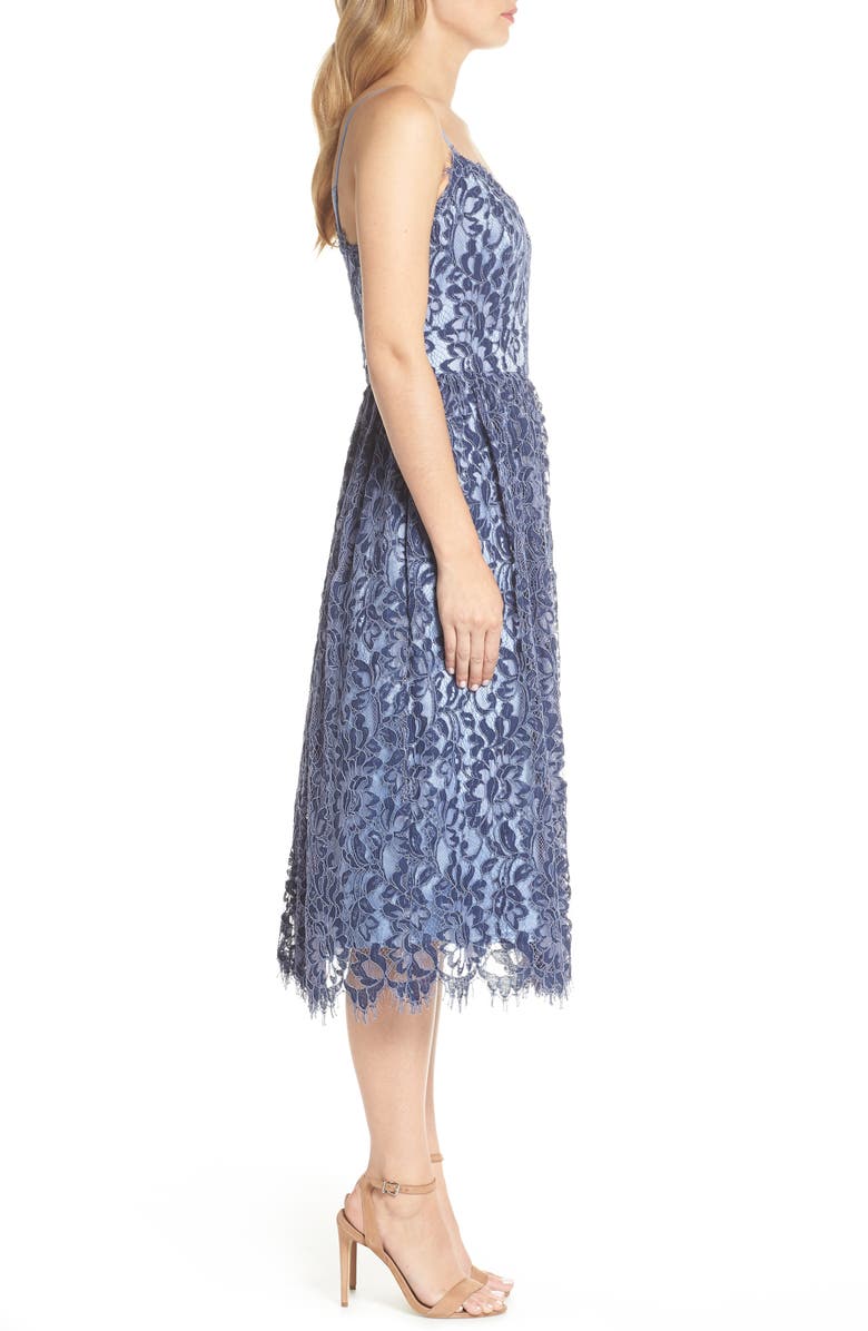 Eliza J Gathered Lace Midi Dress, Alternate, color,