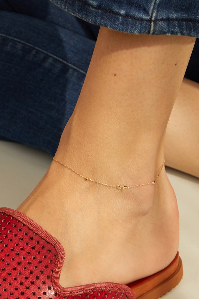 14K Yellow Gold Flora Anklet, Alternate, color, Yellow Gold
