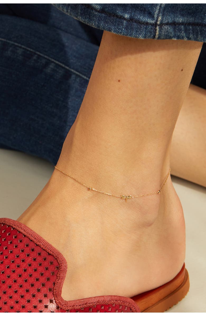 Oradina 14K Yellow Gold Flora Anklet, Alternate, color, Yellow Gold