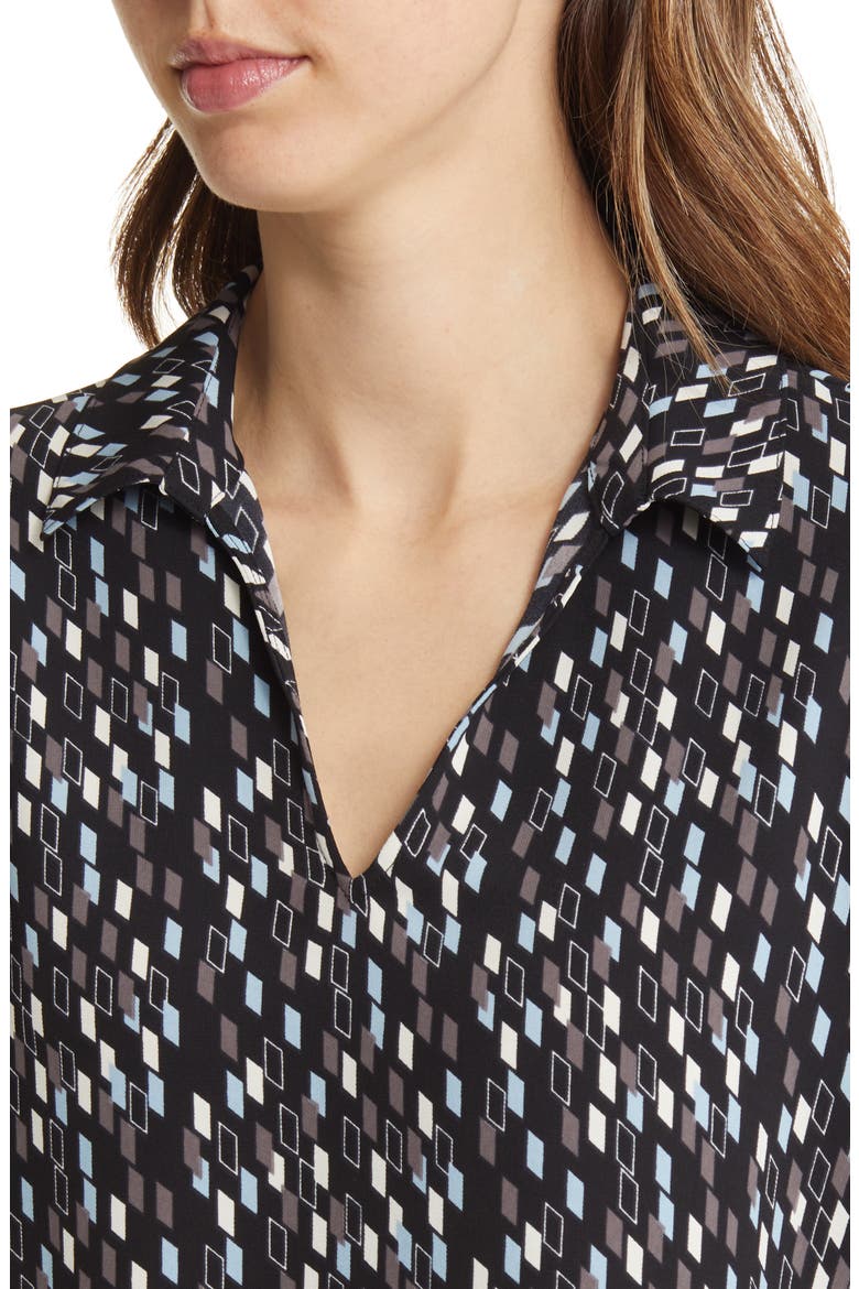Poet Sleeve Top, Alternate, color, BLACK- GREY FLOATING GEO