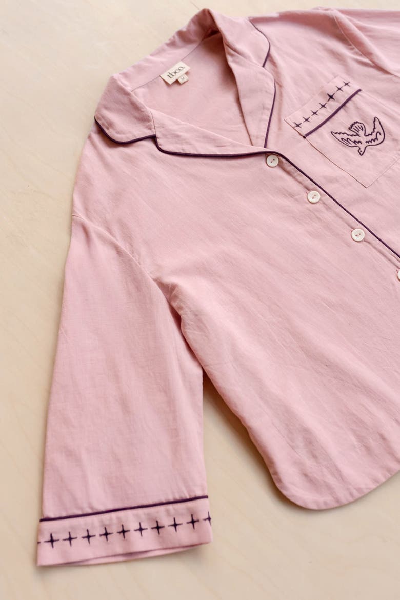 Cotton & Linen Long Pajamas, Alternate, color, Pink