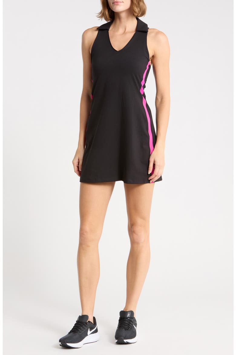 Side Stripe Polo Tank Dress, Main, color, BLACK/ FEST