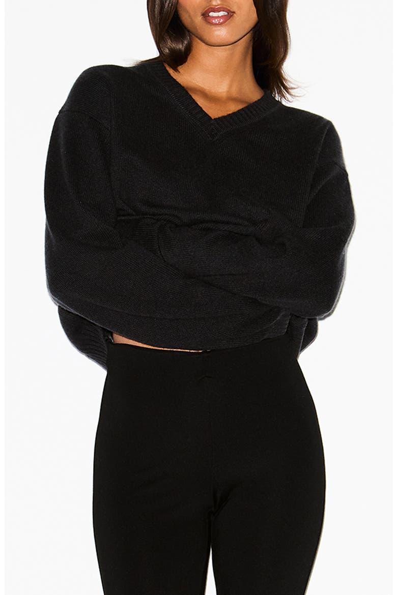 Oversize V-Neck Sweater, Main, color, ONYX