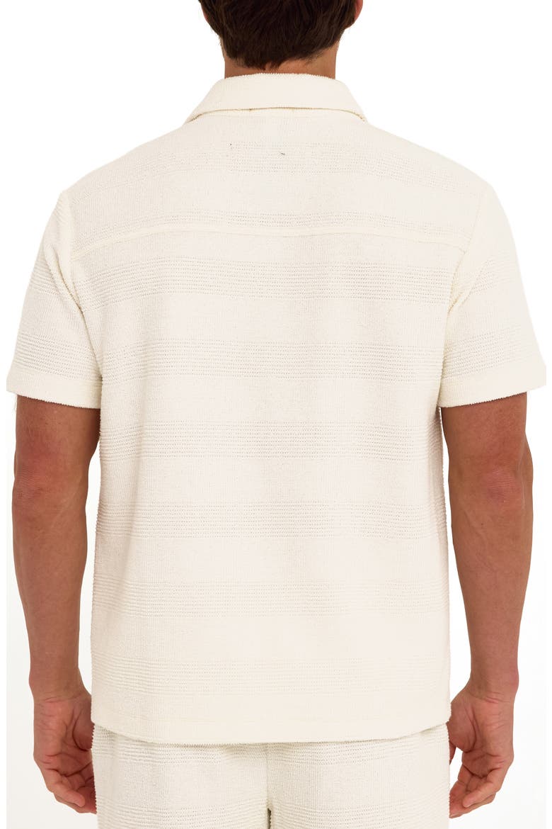 Archer Stripe Jacquard Short Sleeve Terry Cloth Button-Up Shirt, Alternate, color, WHITE