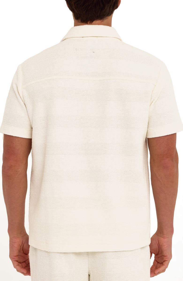 Threads 4 Thought Archer Stripe Jacquard Short Sleeve Terry Cloth Button-Up Shirt, Alternate, color, White