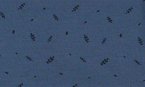 Maniere Manière Elegant Leaves Footie & Hat Set In Blue