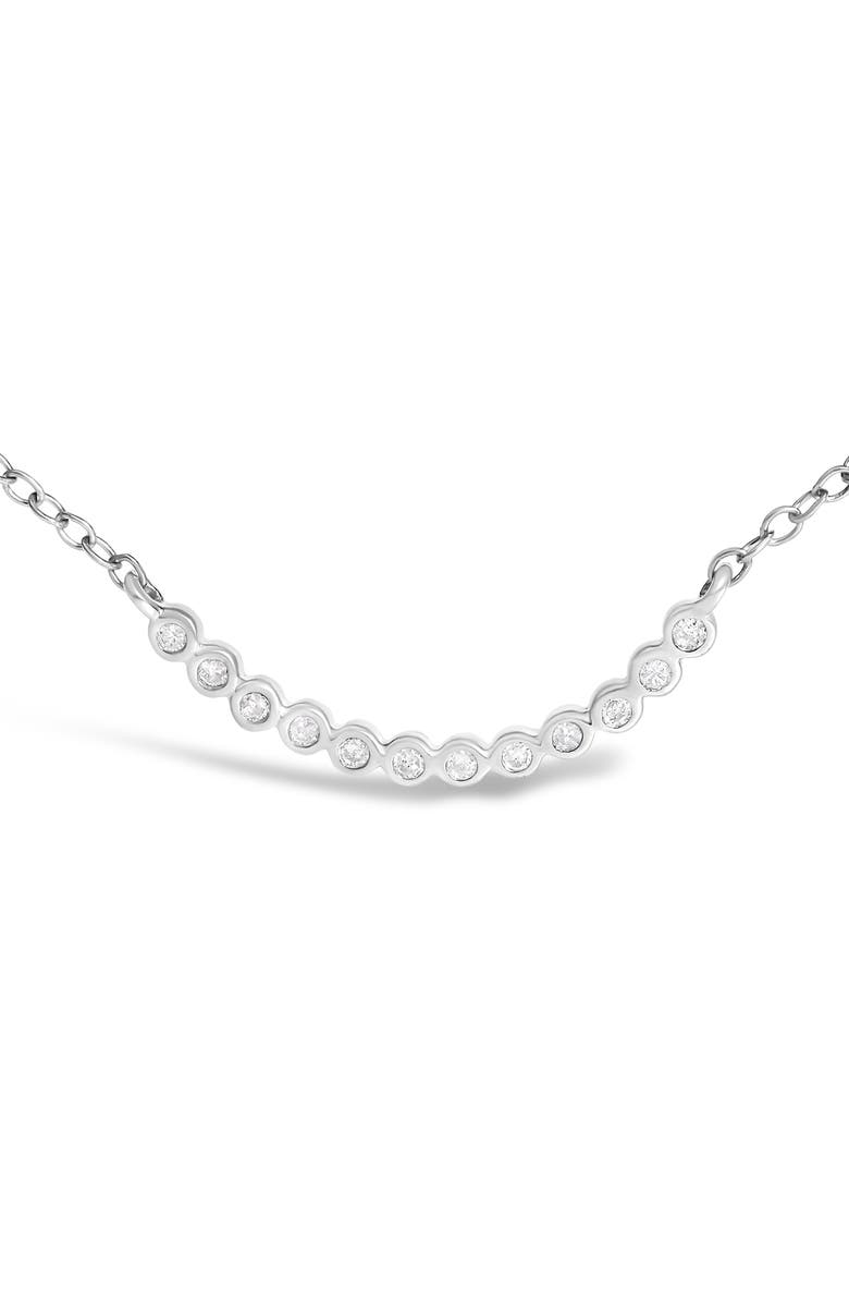 Haus of Brilliance Silver Diamond Accent Curved Bar Necklace, Alternate, color, White