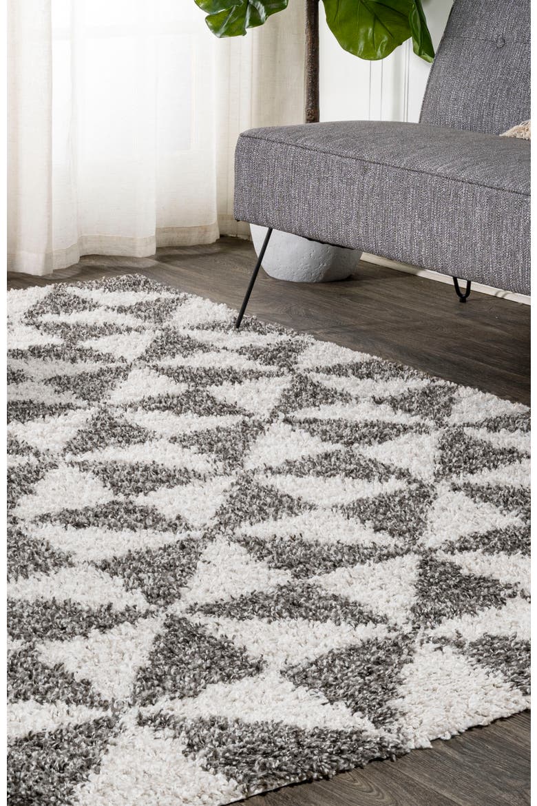 Alcudia Geometric Shag Area Rug, Alternate, color, Beige/Dark Gray