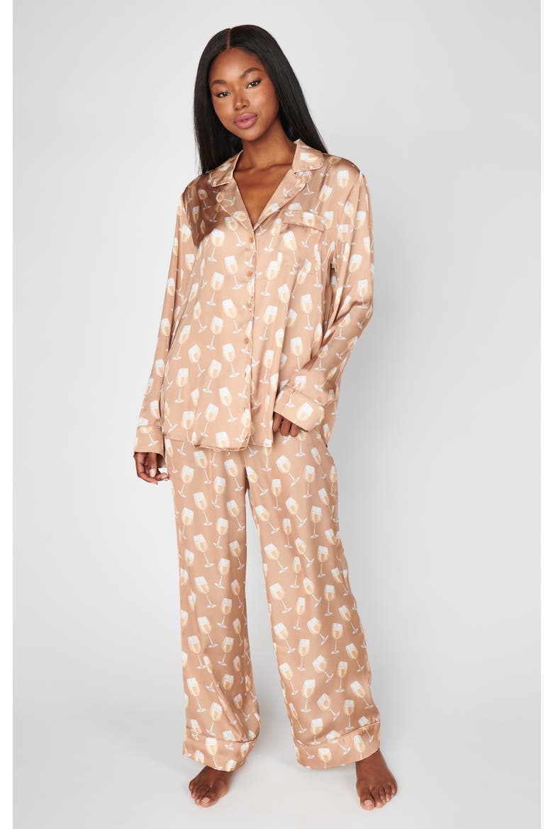 Classic PJ Set, Alternate, color, White Wine Silky