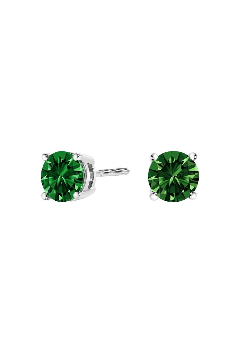 14K Gold 1 1/2 Cttw Lab Grown Green Diamond Classic Solitaire Stud Earrings, Alternate, color, White