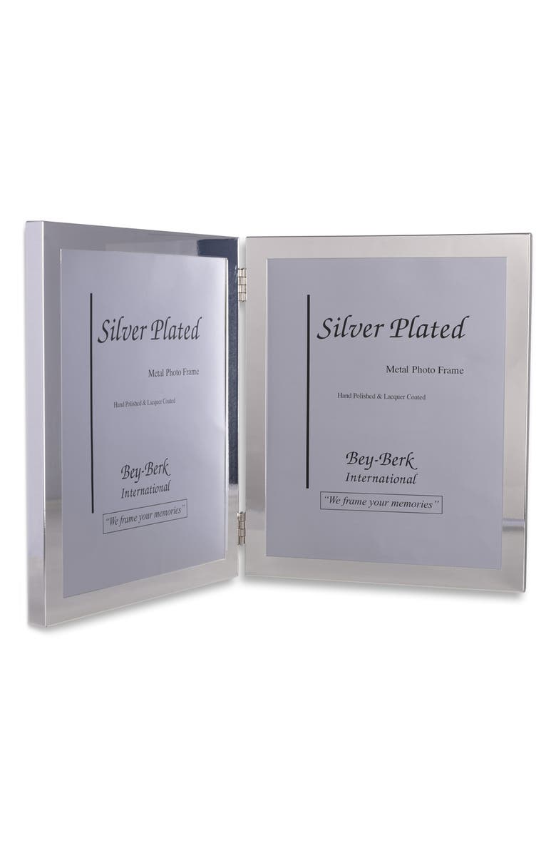 Bey-Berk Double Picture Frame, Main, color, Silver