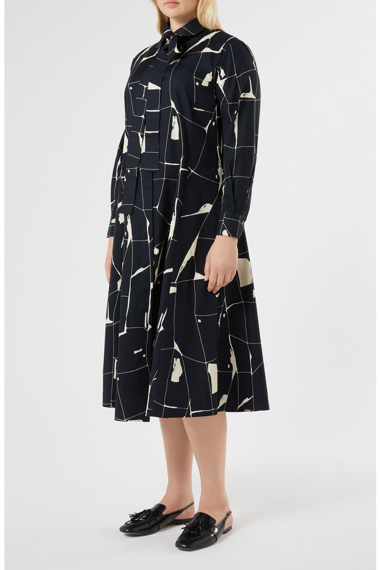Abstract Print Long Sleeve Cotton Shirtdress, Alternate, color, MIDNIGHT BLUE