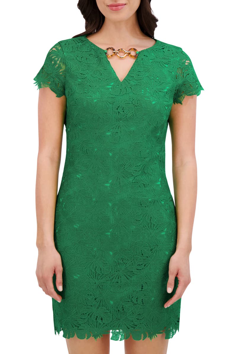 Kensie Lace Sheath Dress, Alternate, color, Green
