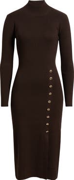 Elie Tahari The Chaya Button Detail Long Sleeve Sweater Dress