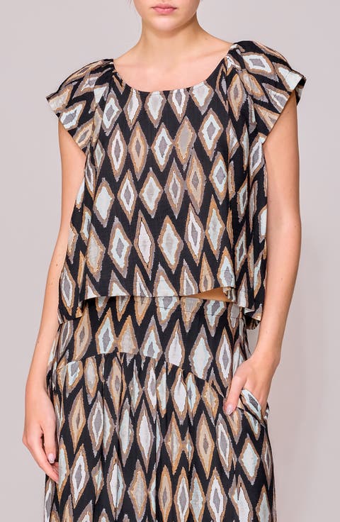 Geo Print Cap Sleeve Top
