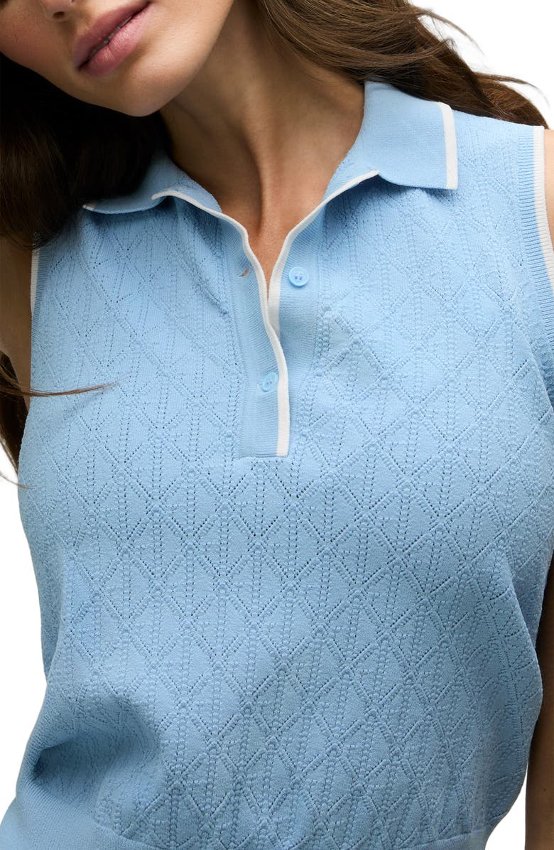 Greyson Sleeveless Pointelle Polo, Alternate, color, Wolf Blue
