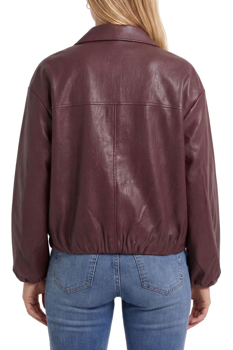 Faux Leather Zip Front Bubble Jacket, Alternate, color, BORDEAUX