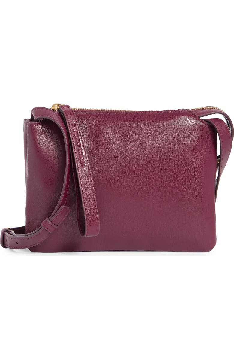 Vince Camuto Laney Leather Crossbody Bag, Main, color, Dark Pink