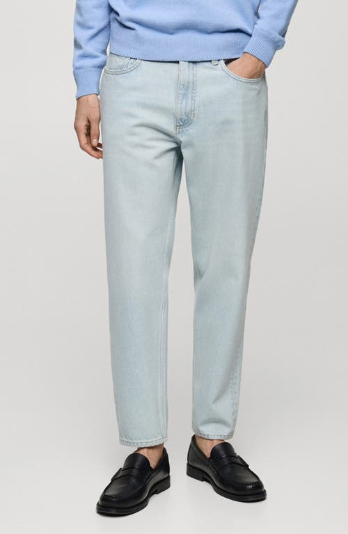 Mango Crop Tapered Jeans In Bleach Blue