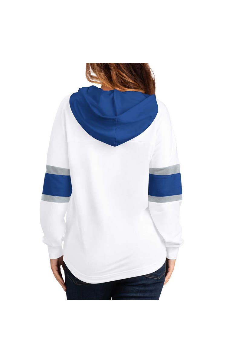 G-III 4HER BY CARL BANKS Women's G-III 4Her by Carl Banks White/Blue Tampa Bay Lightning Goal Zone Long Sleeve Lace-Up Hoodie T-Shirt, Alternate, color, White