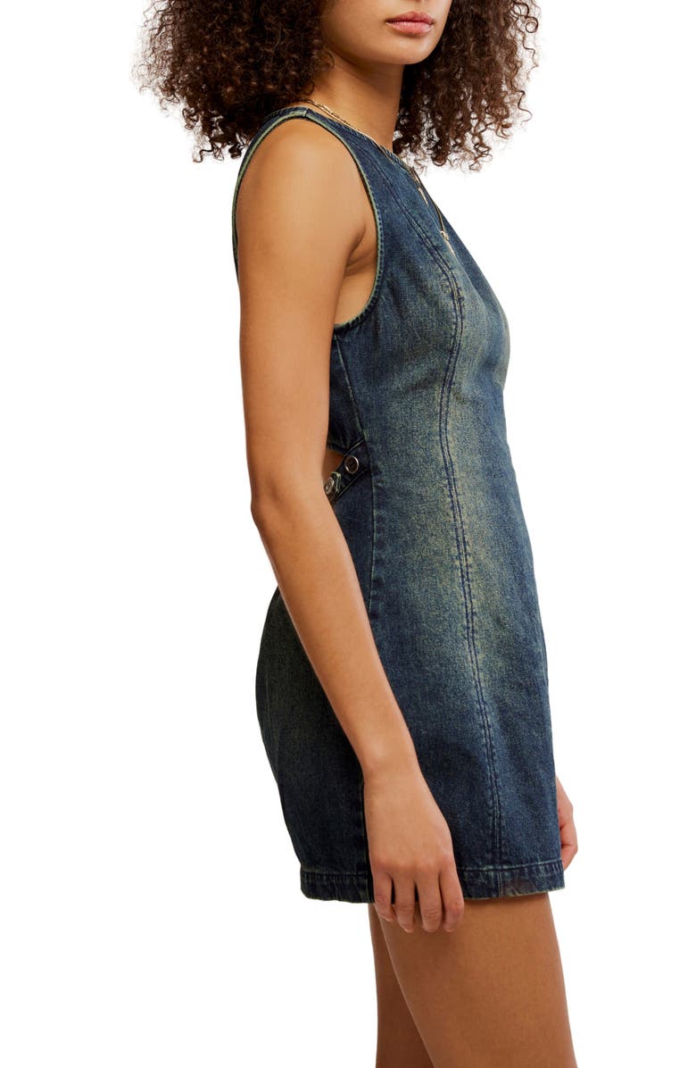 Free People Atlas Cutout Denim Minidress, Alternate, color, Vintage Indigo