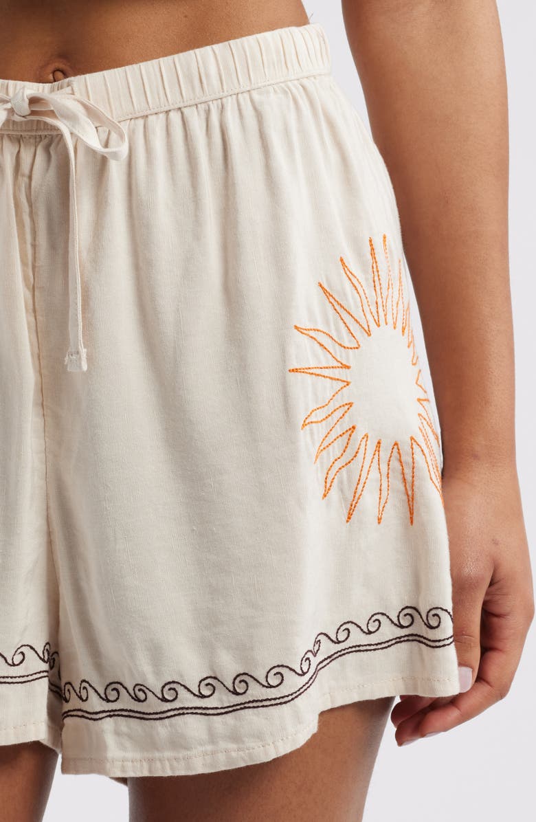 Rip Curl Beach Party Embroidered Shorts, Alternate, color, Off White