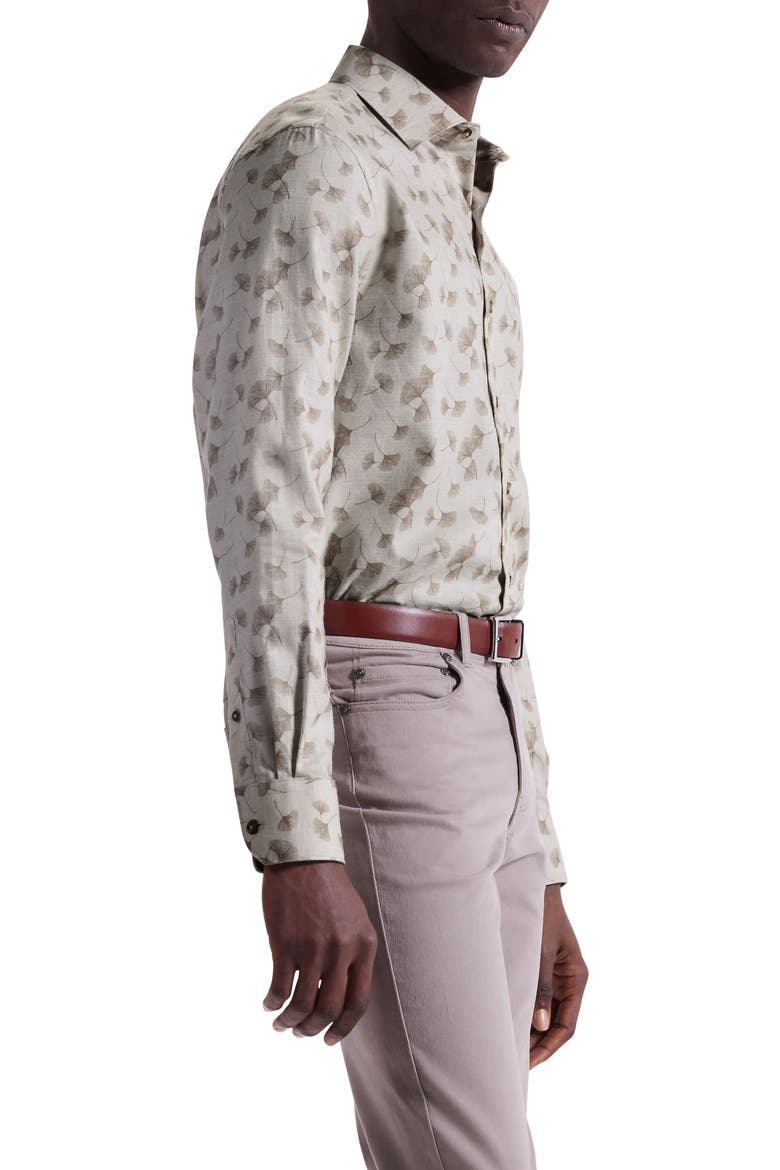Axel Shaped Fit Floral Button-Up Shirt, Alternate, color, SAND