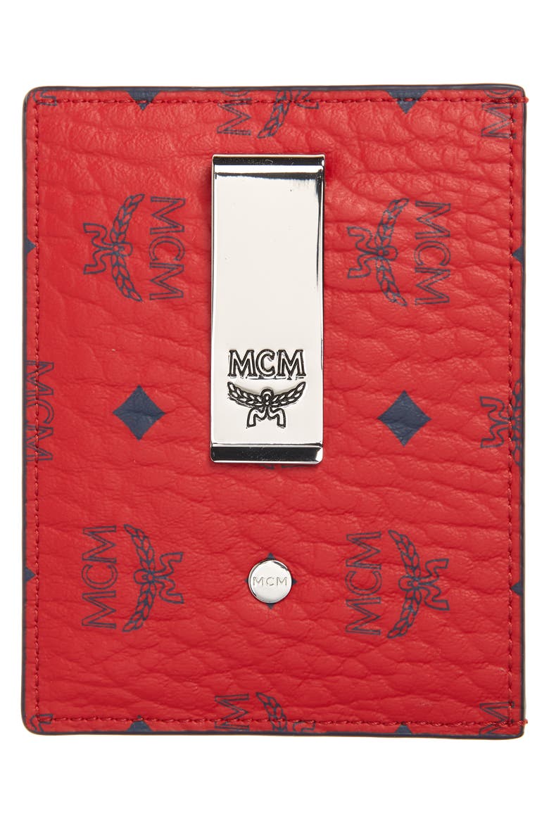 Mini Visetos Canvas Card Case with Money Clip, Alternate, color, CANDY RED