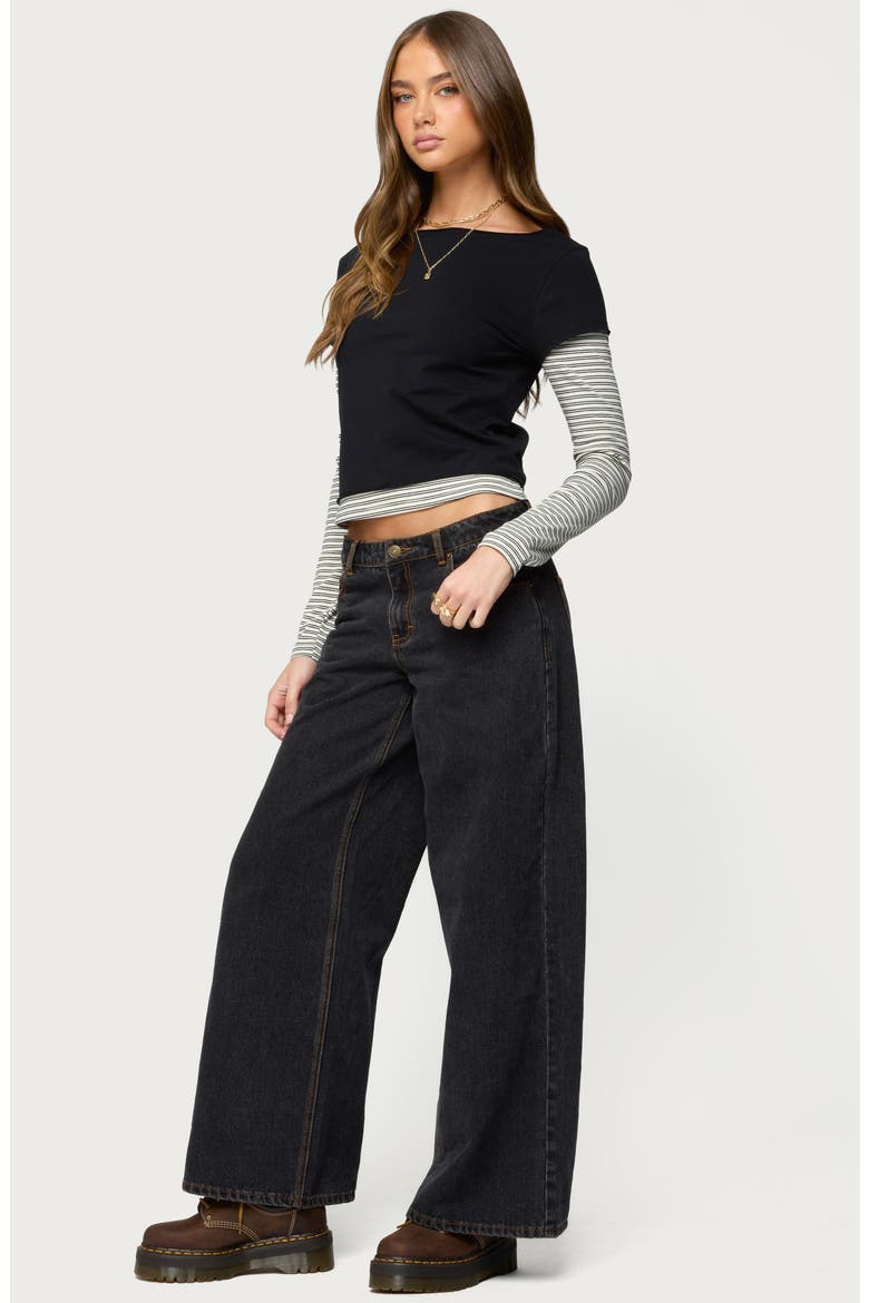 Layered Long Sleeve T-Shirt, Alternate, color, BLACK