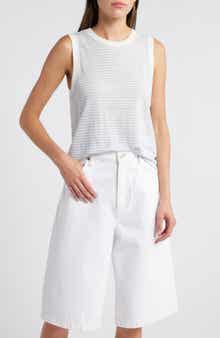 Stripe Organic Linen Muscle T-Shirt