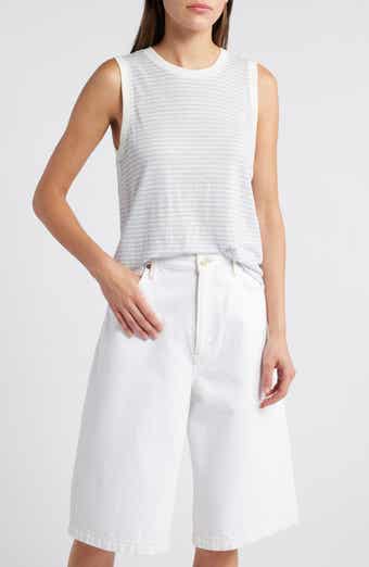 Stripe Organic Linen Muscle T-Shirt