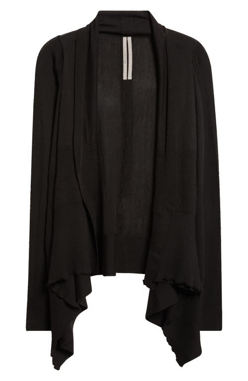 Rick Owens Open Front Virgin Wool Cardigan In Black