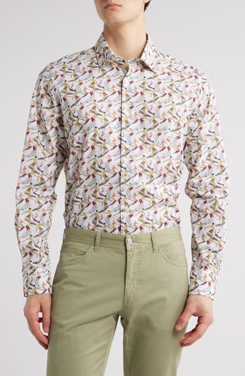 Scott Barber Surf Print Button-up Shirt In White