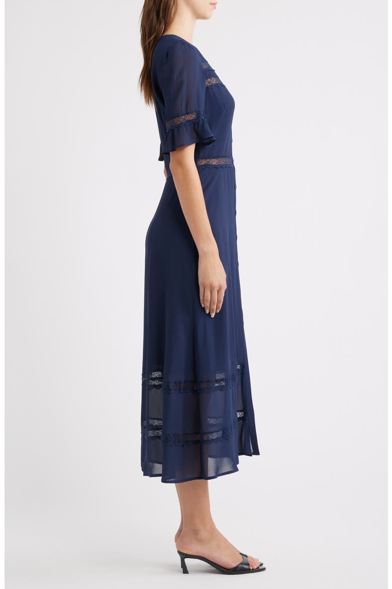 Woodson Lace Detail Shirtdress, Alternate, color, NAVY