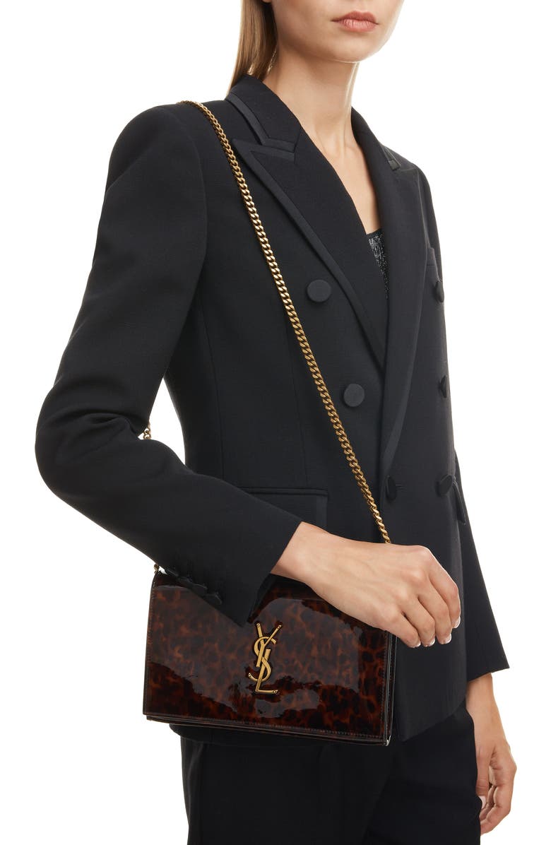 Saint Laurent Kate Calfskin Leather Wallet on a Chain, Alternate, color,