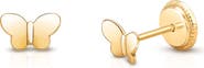 Tiny Blessings 14K Gold Little Butterfly Stud Screw Back Earrings