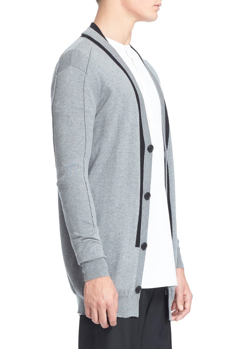 'Sylvia' Cotton, Silk & Cashmere Cardigan, Alternate, color, HEATHER GREY
