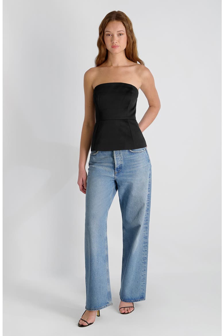 York Strapless Peplum Top, Alternate, color, BLACK