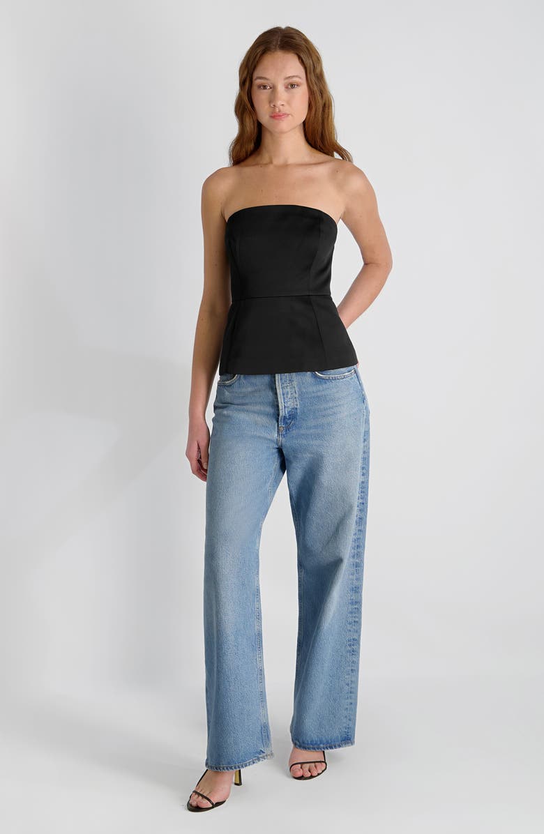 French Connection York Strapless Peplum Top, Alternate, color, Black