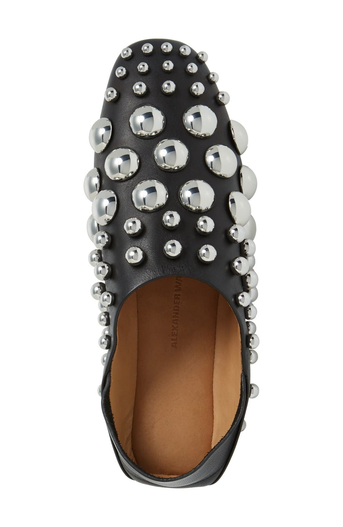 Edie Studded Flat, Alternate, color, BLACK