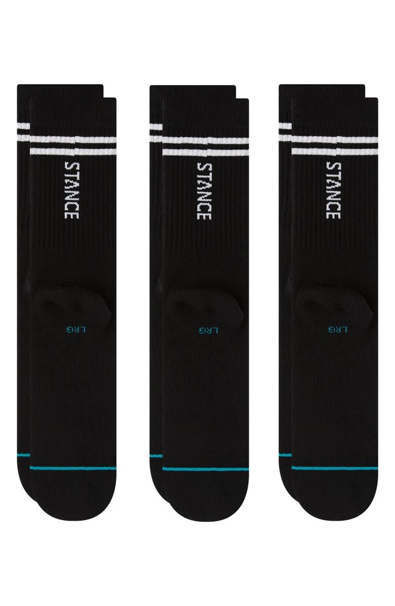Stance Core 3-Pack Cotton Blend Crew Socks, Alternate, color, Black