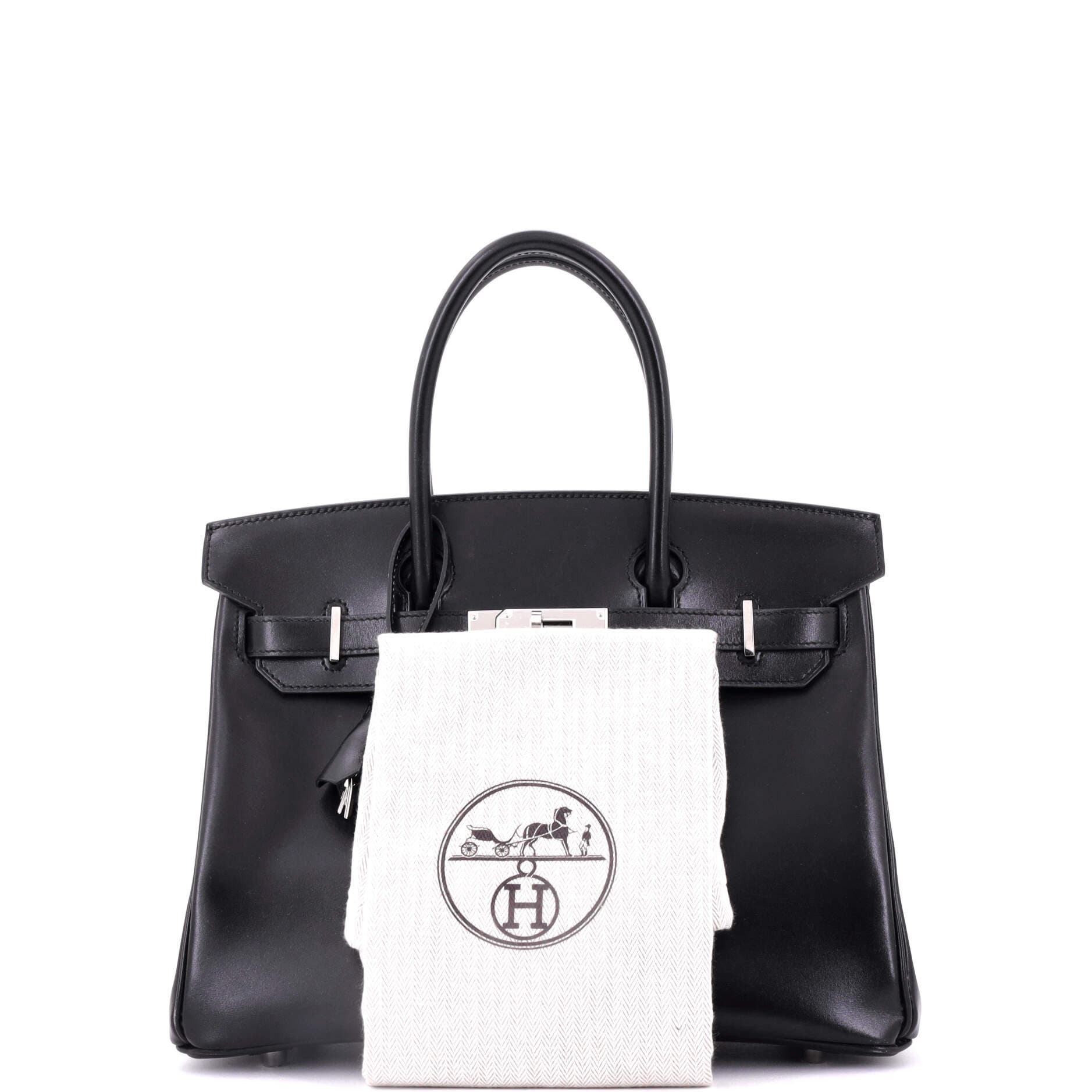 Pre-Owned Hermes Birkin Handbag Black Box Calf with Palladium Hardware 30, Alternate, color, 