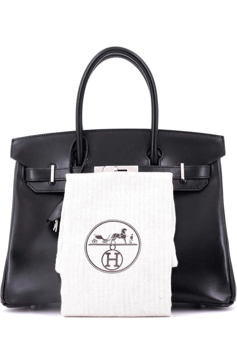 Pre-Owned Hermes Birkin Handbag Black Box Calf with Palladium Hardware 30, Alternate, color, Noir