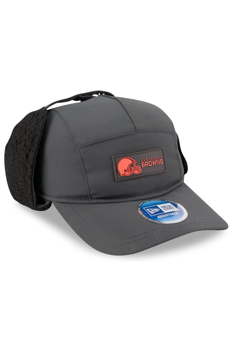 Men's New Era Charcoal Cleveland Browns 2025 Sideline Cold Weather Runner Dog Ear Adjustable Hat, Alternate, color, Charcoal