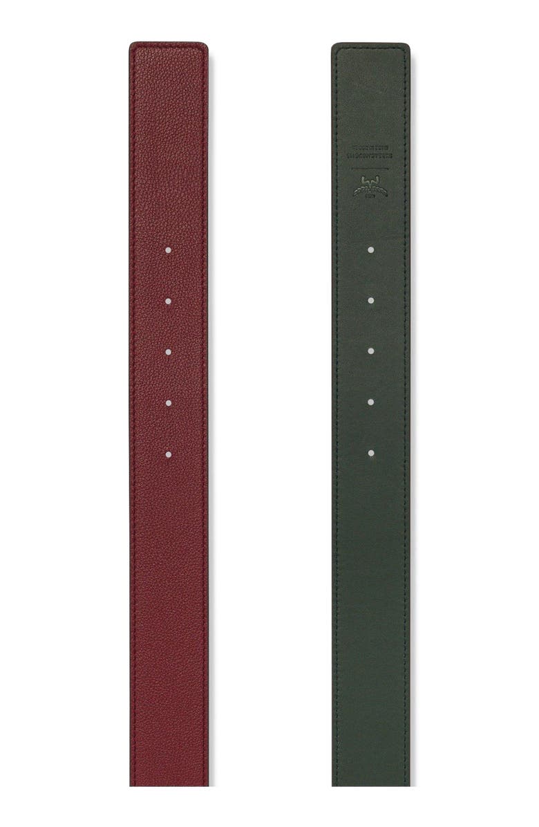 MCM Claus Fluted M Reversible Belt 1.5" in Embossed Leather, Alternate, color, Rouge Burgundy